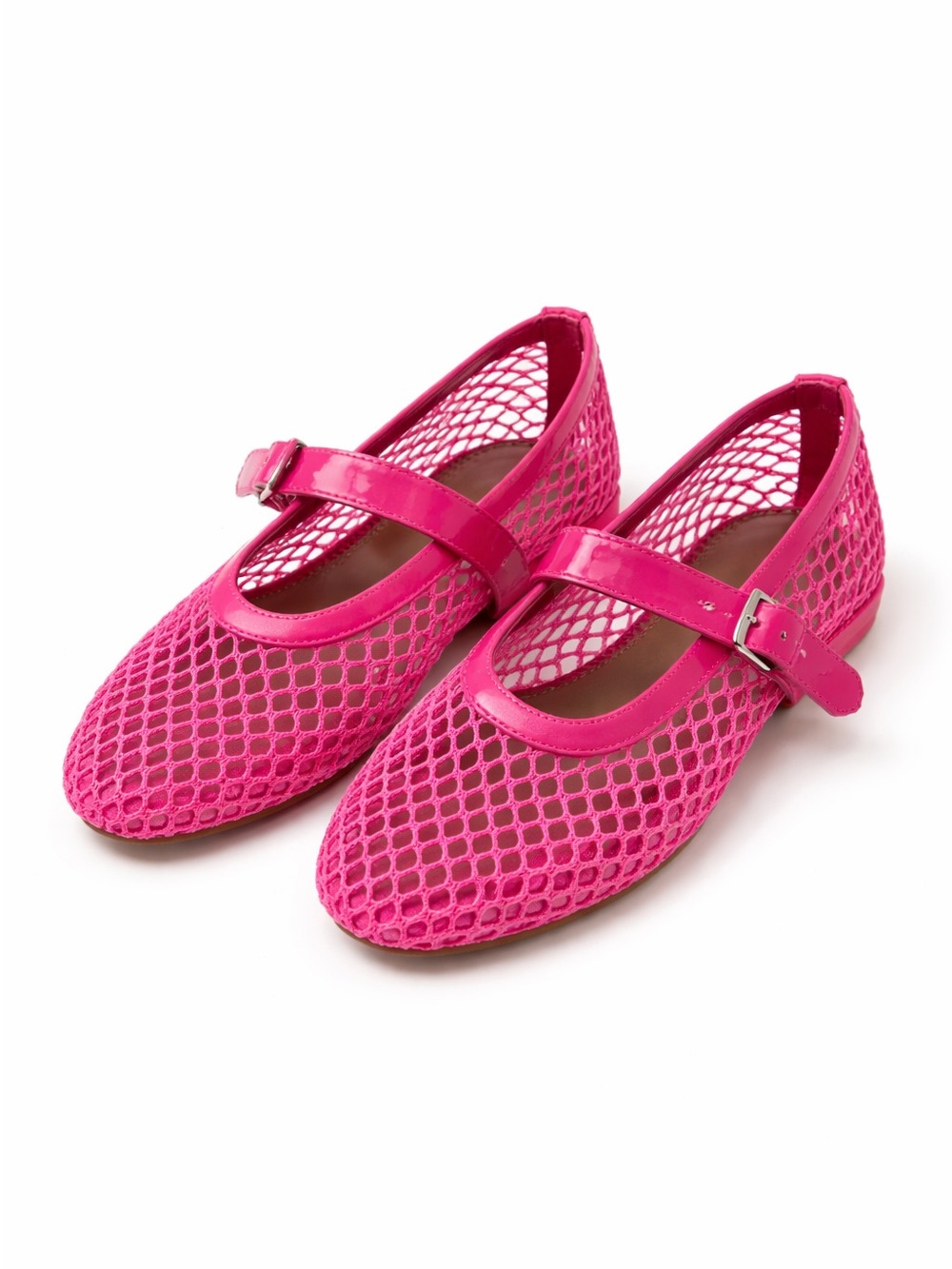 Hot Pink Mesh Mary Jane Flats